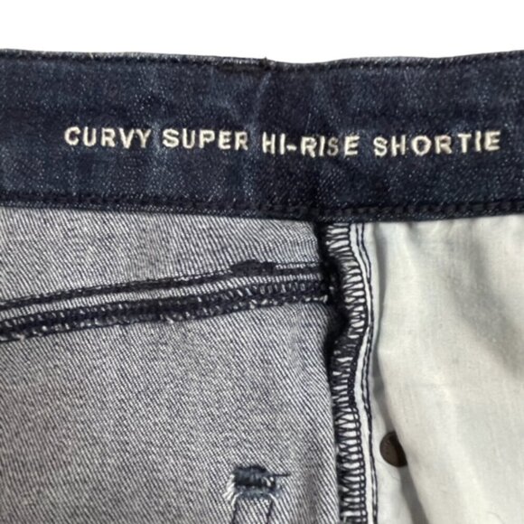 AMERICAN EAGLE Curvy Super Hi-Rise Shortie Ne(x)t Level Stretch Jean Shorts - Picture 6 of 7